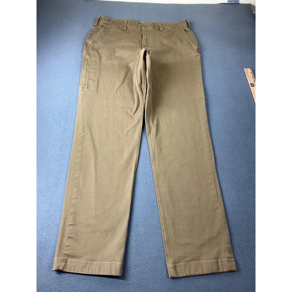 Duluth Trading Pants Mens 36x36 Khaki Brown Chino Relaxed Flex Baggy Ballroom